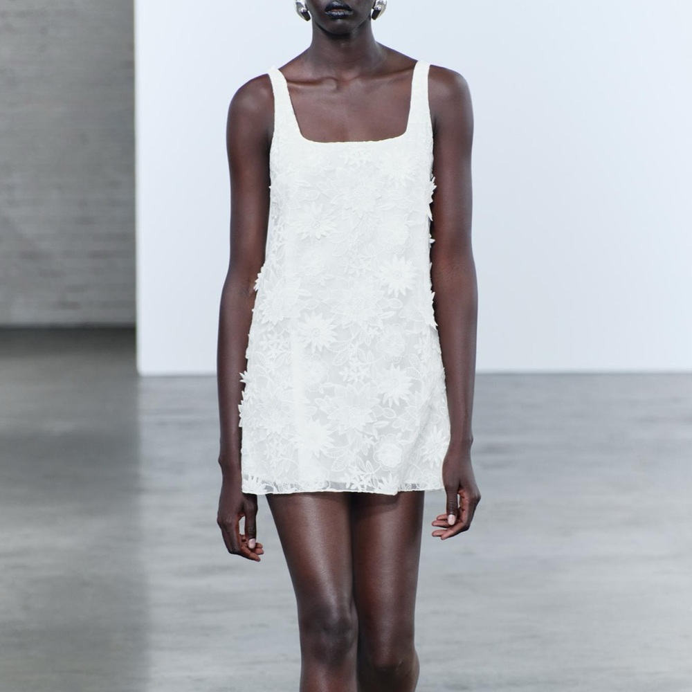 Zara White Floral Mini Dress